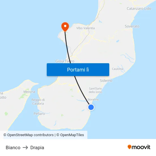 Bianco to Drapia map