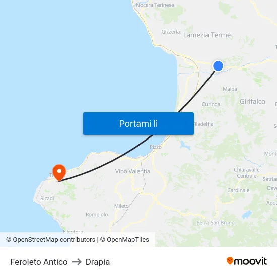 Feroleto Antico to Drapia map