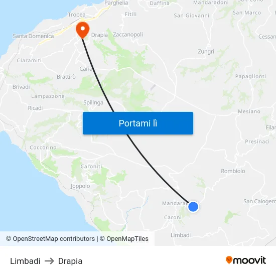 Limbadi to Drapia map
