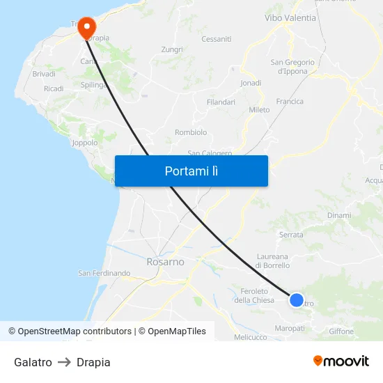 Galatro to Drapia map