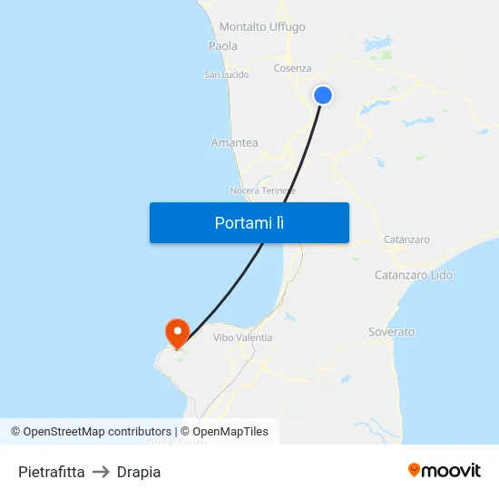 Pietrafitta to Drapia map