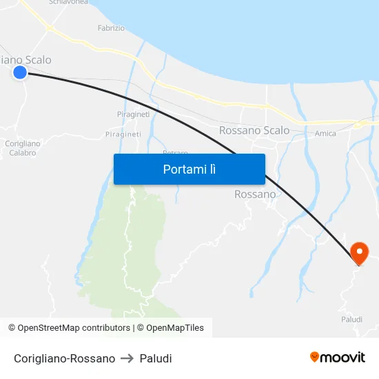 Corigliano-Rossano to Paludi map