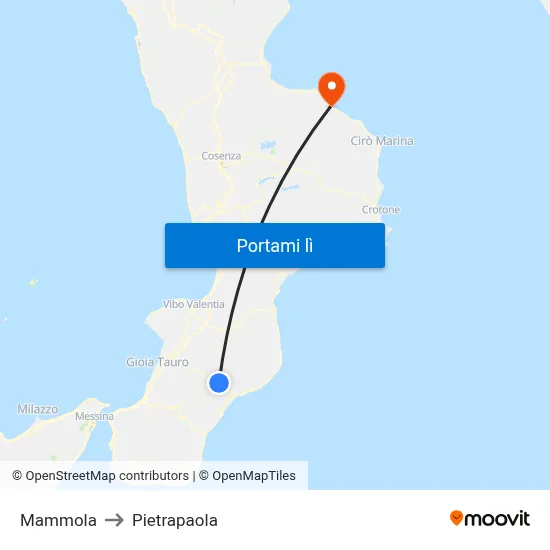 Mammola to Pietrapaola map