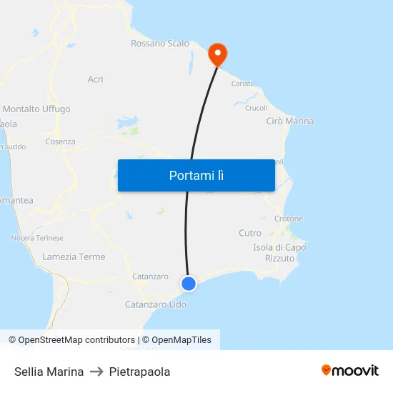 Sellia Marina to Pietrapaola map