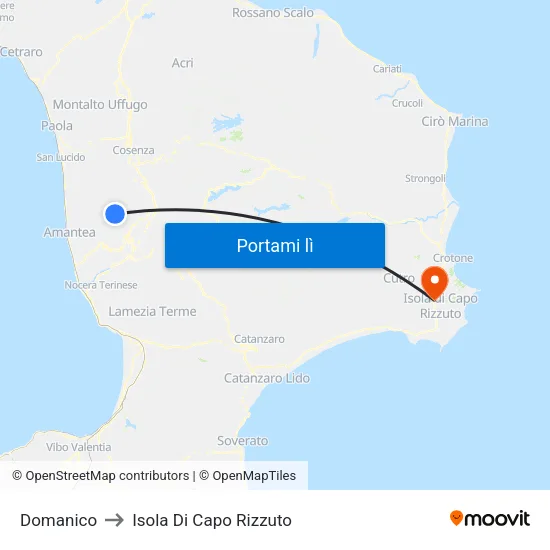 Domanico to Isola Di Capo Rizzuto map