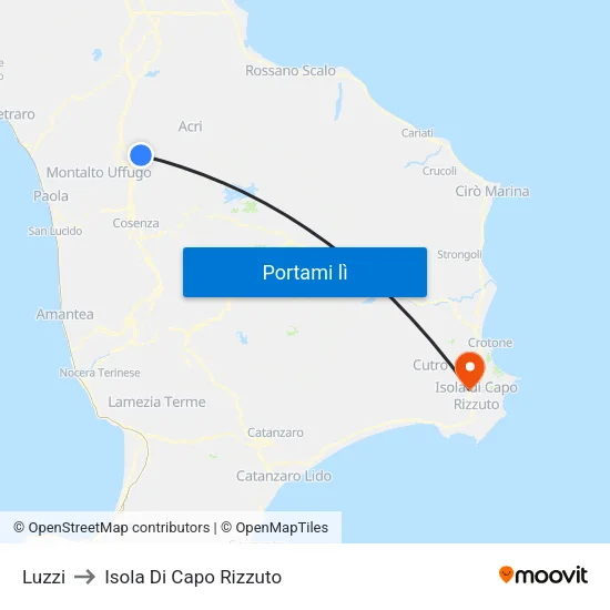 Luzzi to Isola Di Capo Rizzuto map