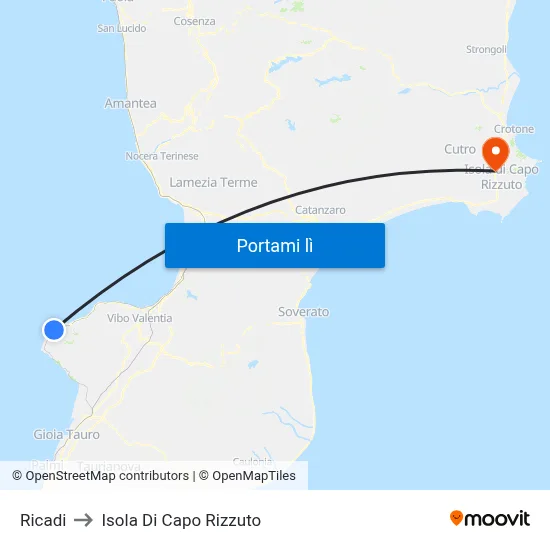 Ricadi to Isola Di Capo Rizzuto map