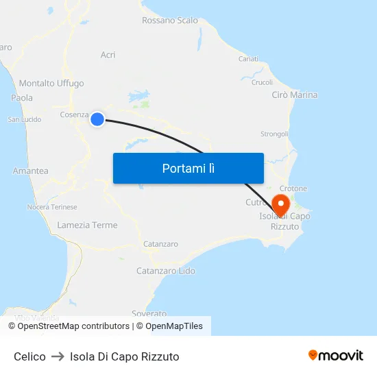 Celico to Isola Di Capo Rizzuto map