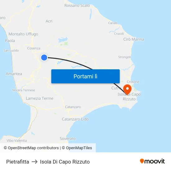 Pietrafitta to Isola Di Capo Rizzuto map