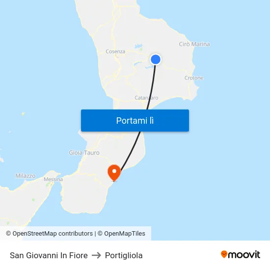 San Giovanni In Fiore to Portigliola map