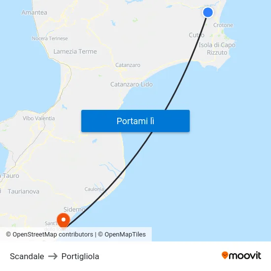 Scandale to Portigliola map