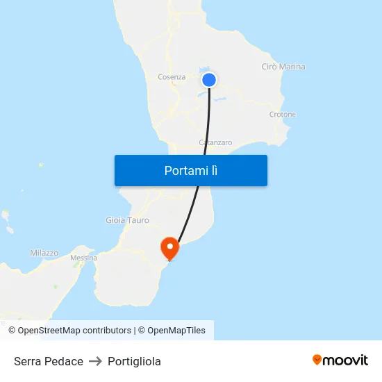 Serra Pedace to Portigliola map