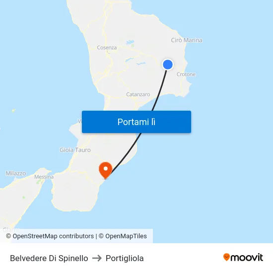 Belvedere Di Spinello to Portigliola map