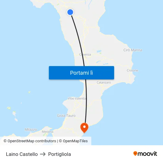 Laino Castello to Portigliola map
