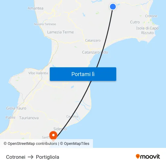 Cotronei to Portigliola map