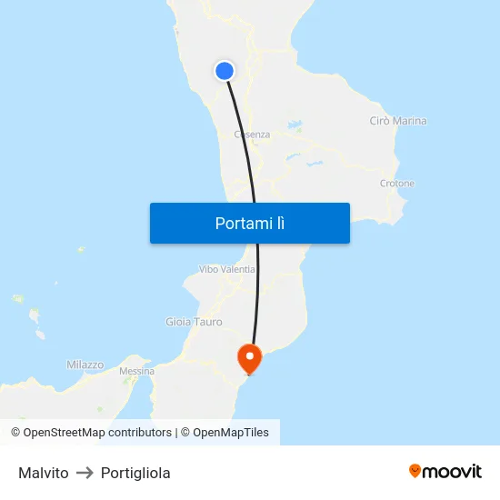 Malvito to Portigliola map