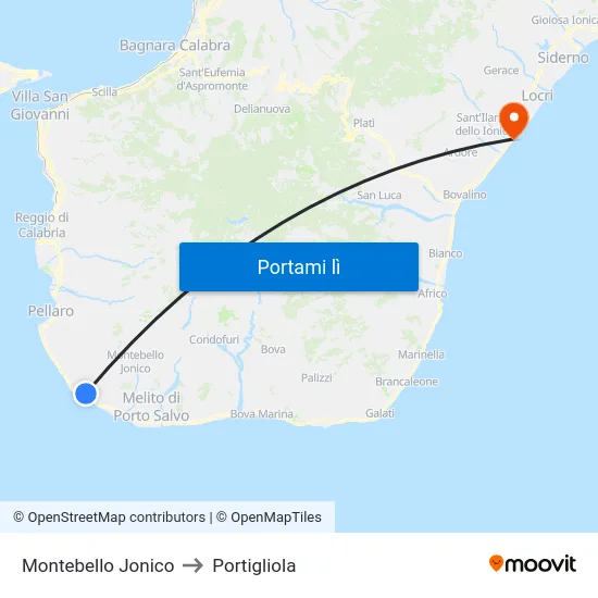 Montebello Jonico to Portigliola map