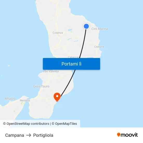 Campana to Portigliola map