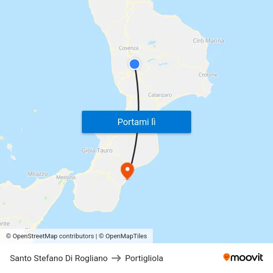 Santo Stefano Di Rogliano to Portigliola map