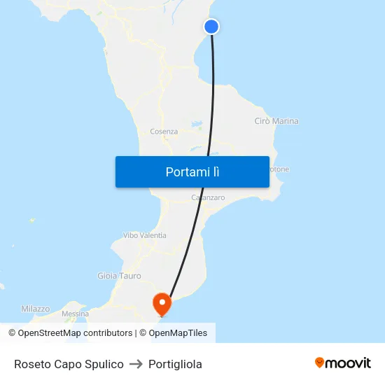 Roseto Capo Spulico to Portigliola map