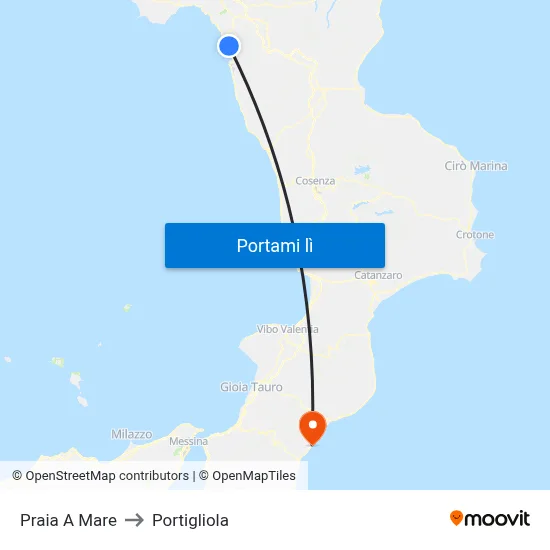 Praia A Mare to Portigliola map