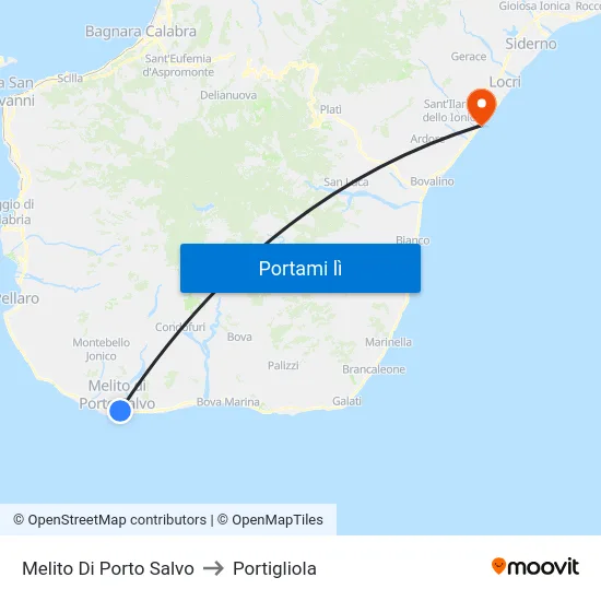Melito Di Porto Salvo to Portigliola map