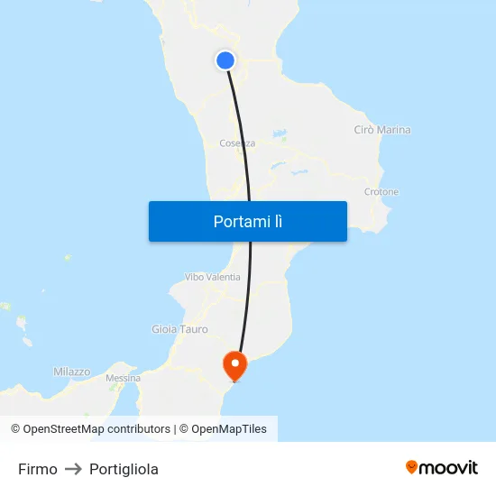 Firmo to Portigliola map