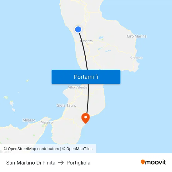 San Martino Di Finita to Portigliola map