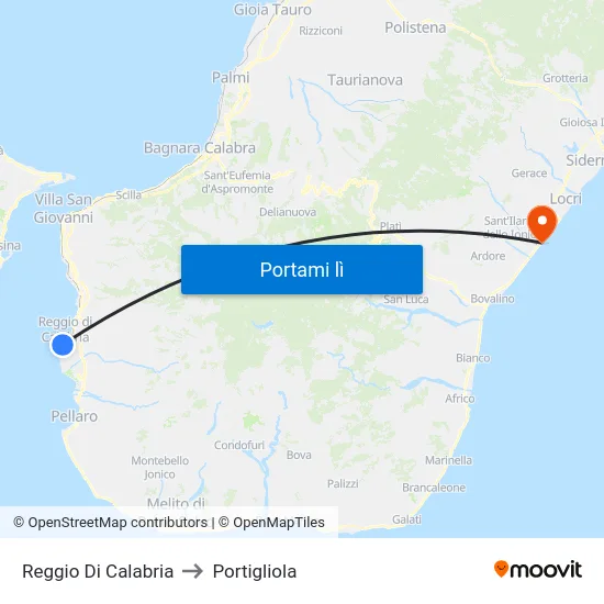 Reggio Di Calabria to Portigliola map