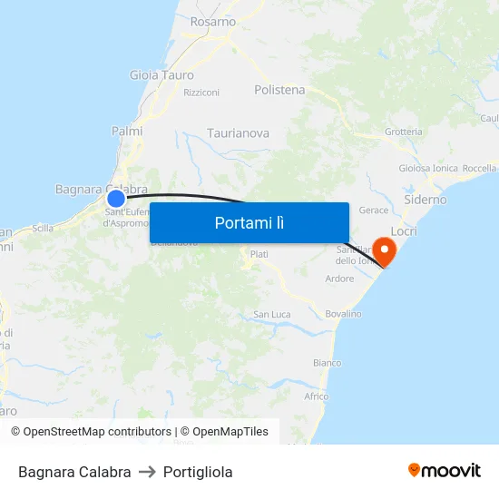 Bagnara Calabra to Portigliola map