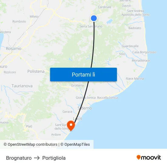 Brognaturo to Portigliola map