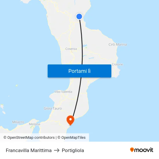 Francavilla Marittima to Portigliola map