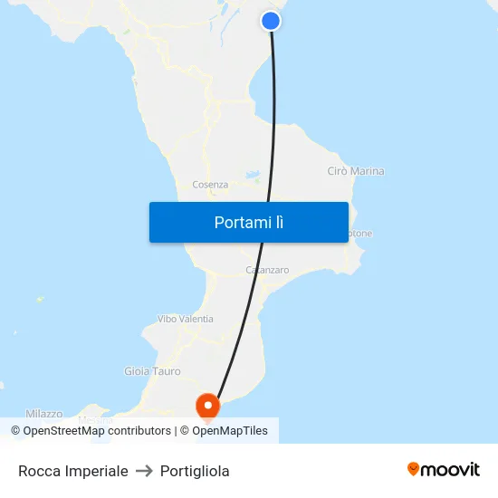 Rocca Imperiale to Portigliola map