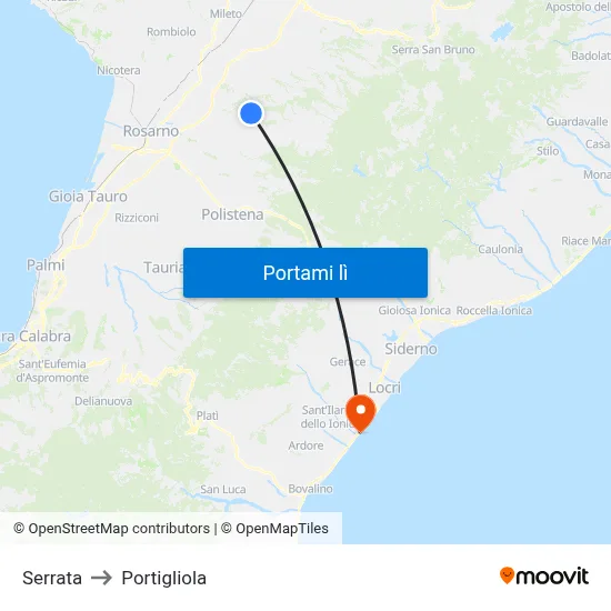 Serrata to Portigliola map