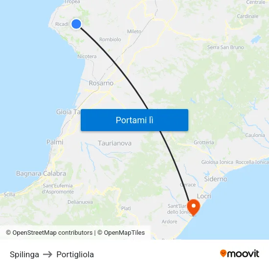 Spilinga to Portigliola map