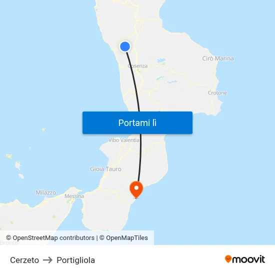 Cerzeto to Portigliola map