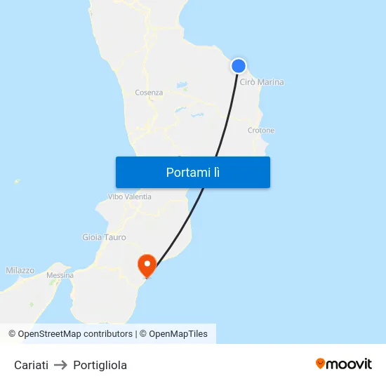 Cariati to Portigliola map