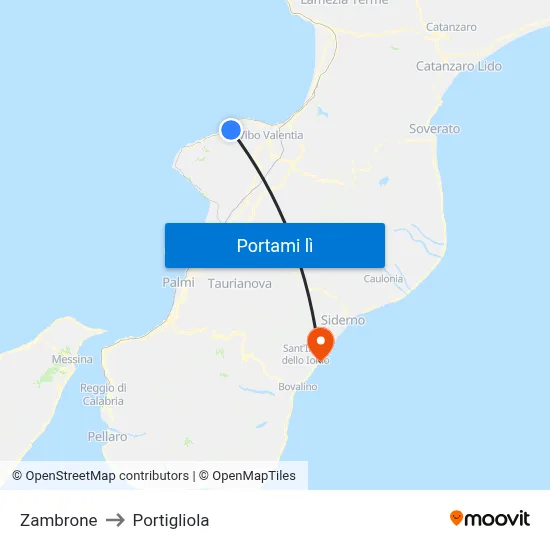 Zambrone to Portigliola map