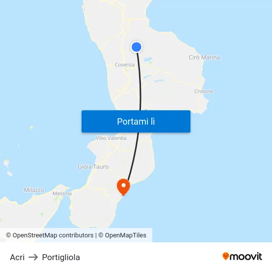 Acri to Portigliola map