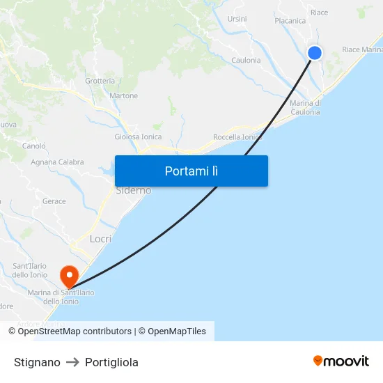 Stignano to Portigliola map