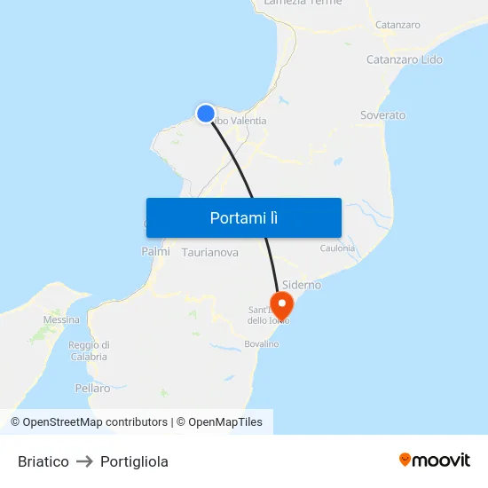 Briatico to Portigliola map