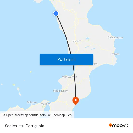 Scalea to Portigliola map