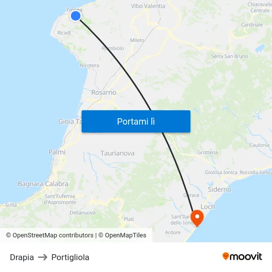 Drapia to Portigliola map
