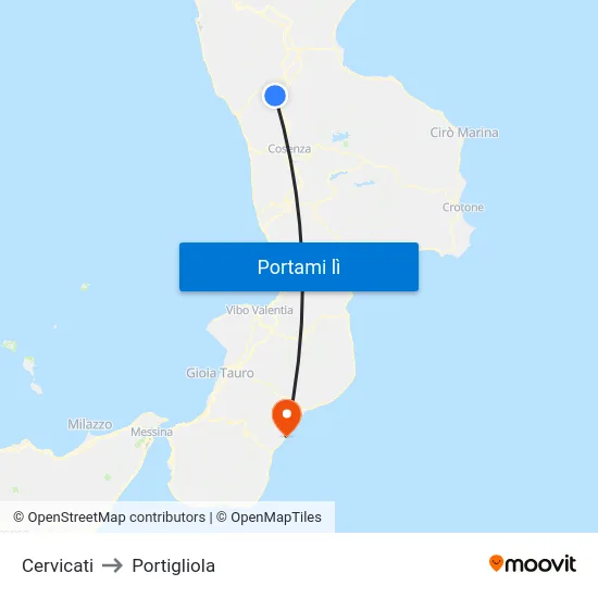 Cervicati to Portigliola map