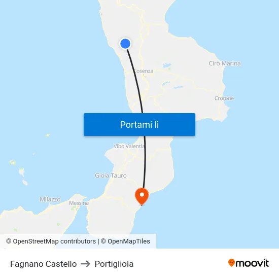 Fagnano Castello to Portigliola map