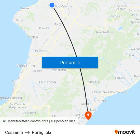 Cessaniti to Portigliola map