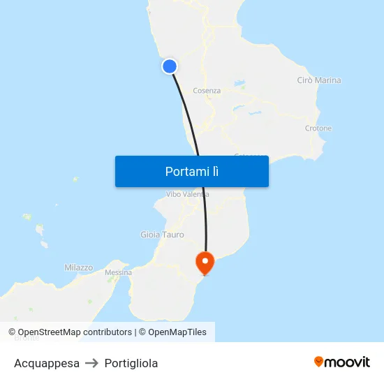 Acquappesa to Portigliola map