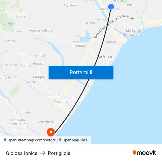 Gioiosa Ionica to Portigliola map