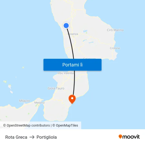 Rota Greca to Portigliola map