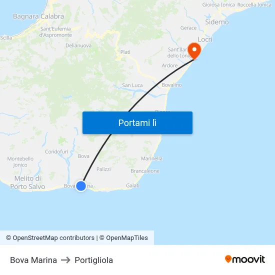 Bova Marina to Portigliola map
